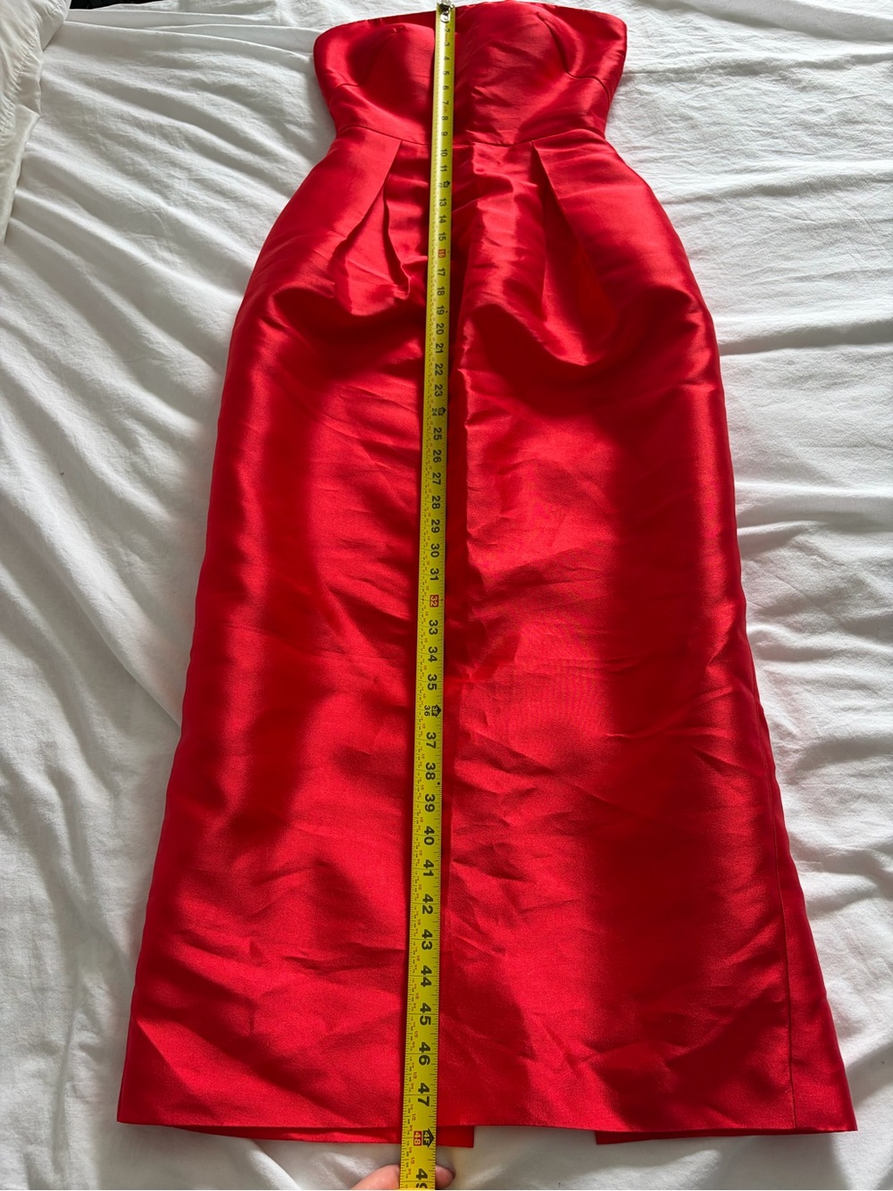 Monique Lhuillier Collection Red Strapless Pleated Faille Satin Evening Gown NWT - Picture 11 of 16